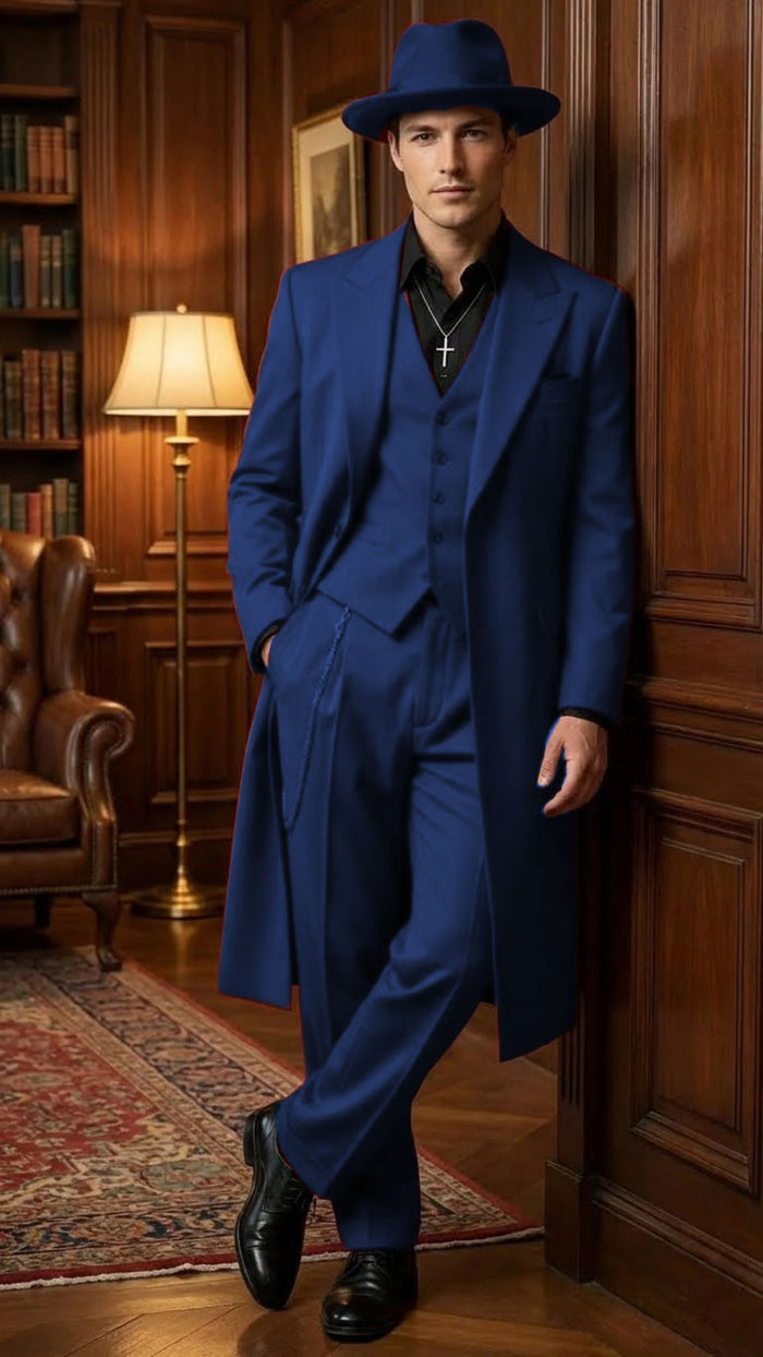 Men’s 1920s Burgundy Zoot Suit – Long Mafia Gangster Three-Piece Vintage Outfit Zuit Pachuco Style