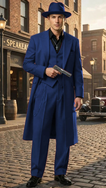 Men’s 1920s Burgundy Zoot Suit – Long Mafia Gangster Three-Piece Vintage Outfit Zuit Pachuco Style
