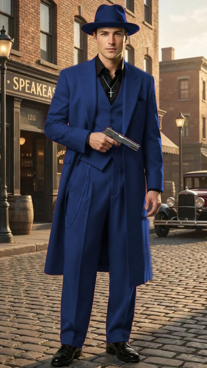 Men’s 1920s Burgundy Zoot Suit – Long Mafia Gangster Three-Piece Vintage Outfit Zuit Pachuco Style