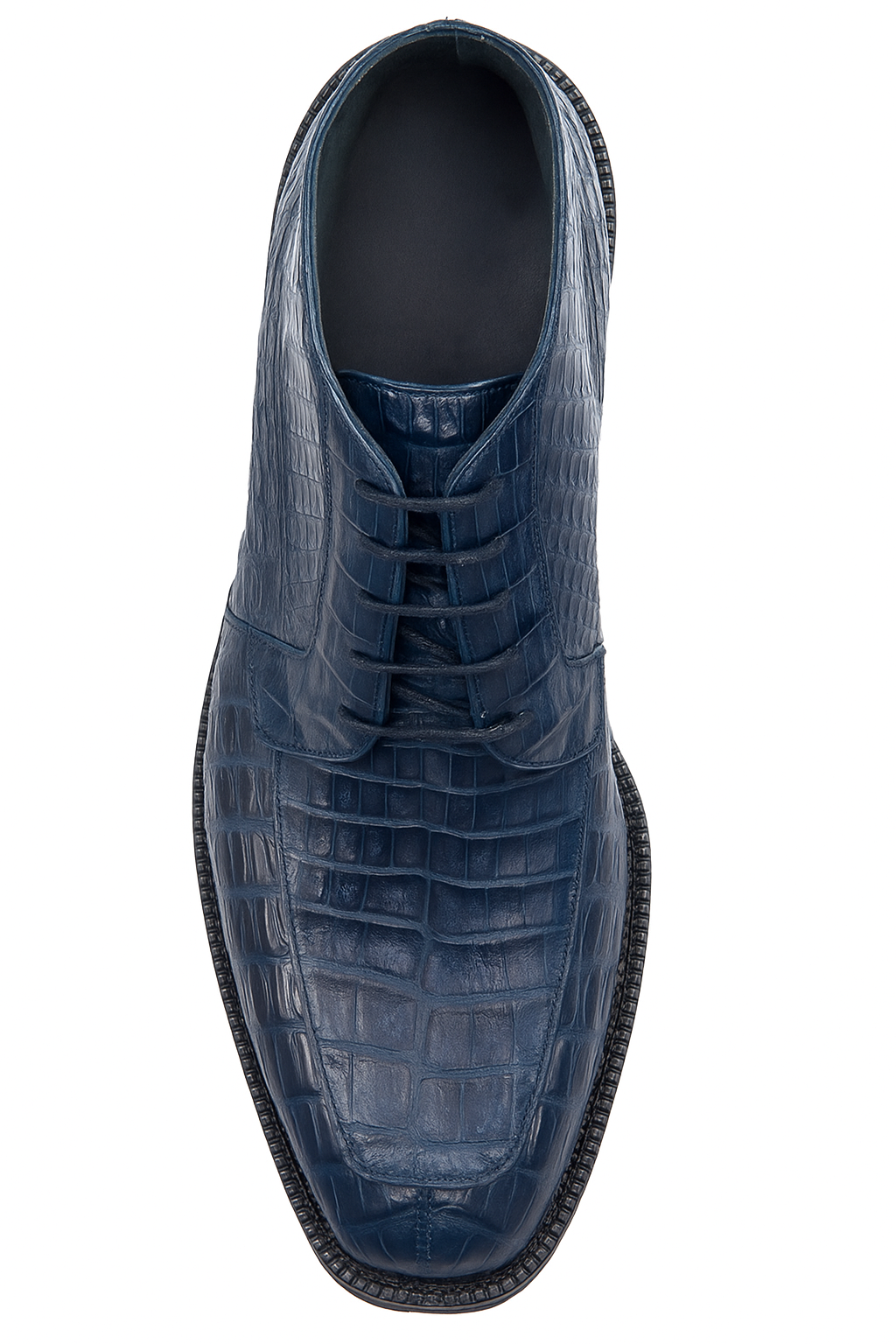 Navy Genuine Caiman Crocodile Belly Ankle Boot by Alligator Warehouse