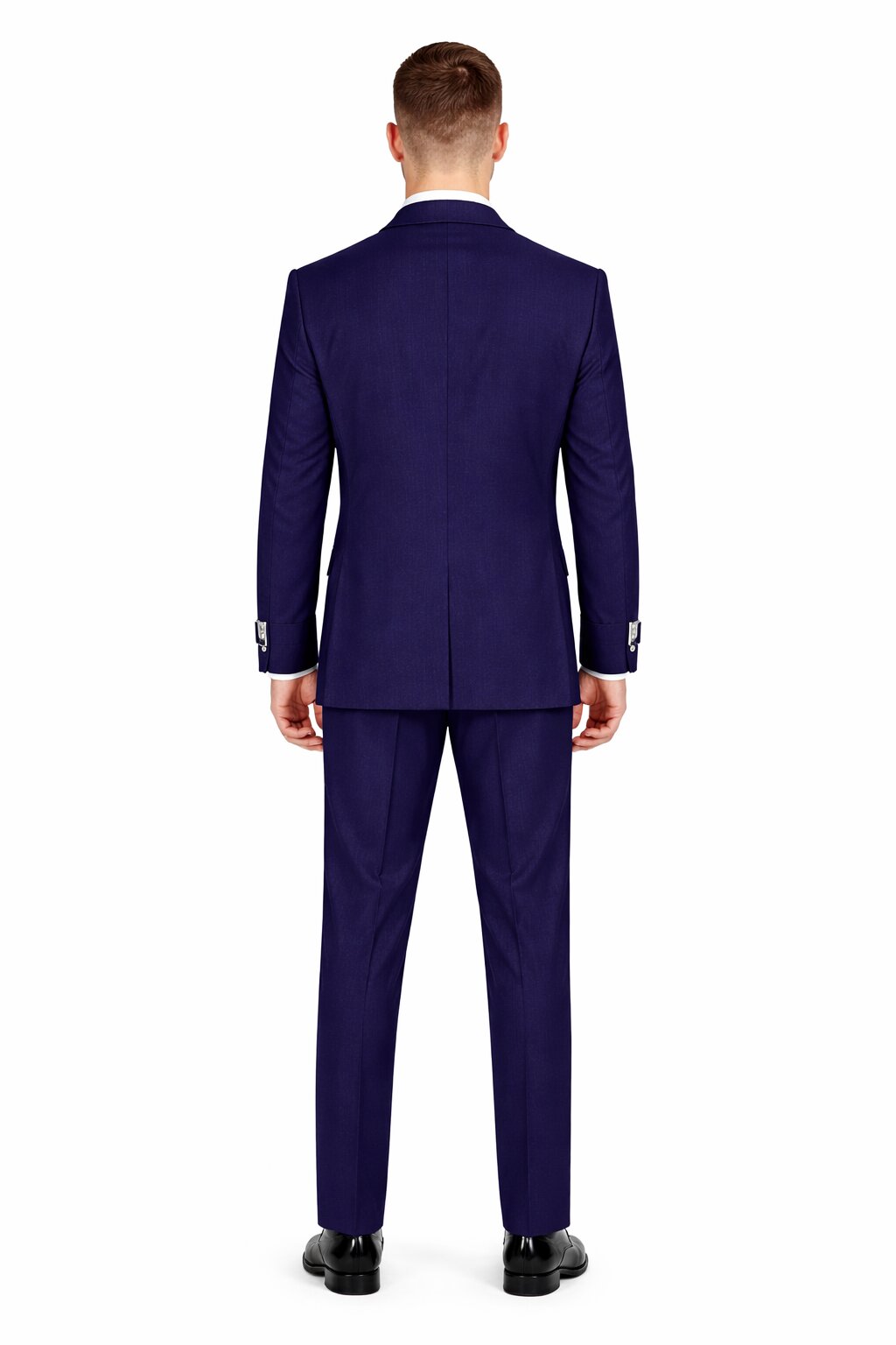Men’s Navy Blue Double Breasted Wool Suit with Signature Buckle Closure Designer Tailored Fit Modern Fit