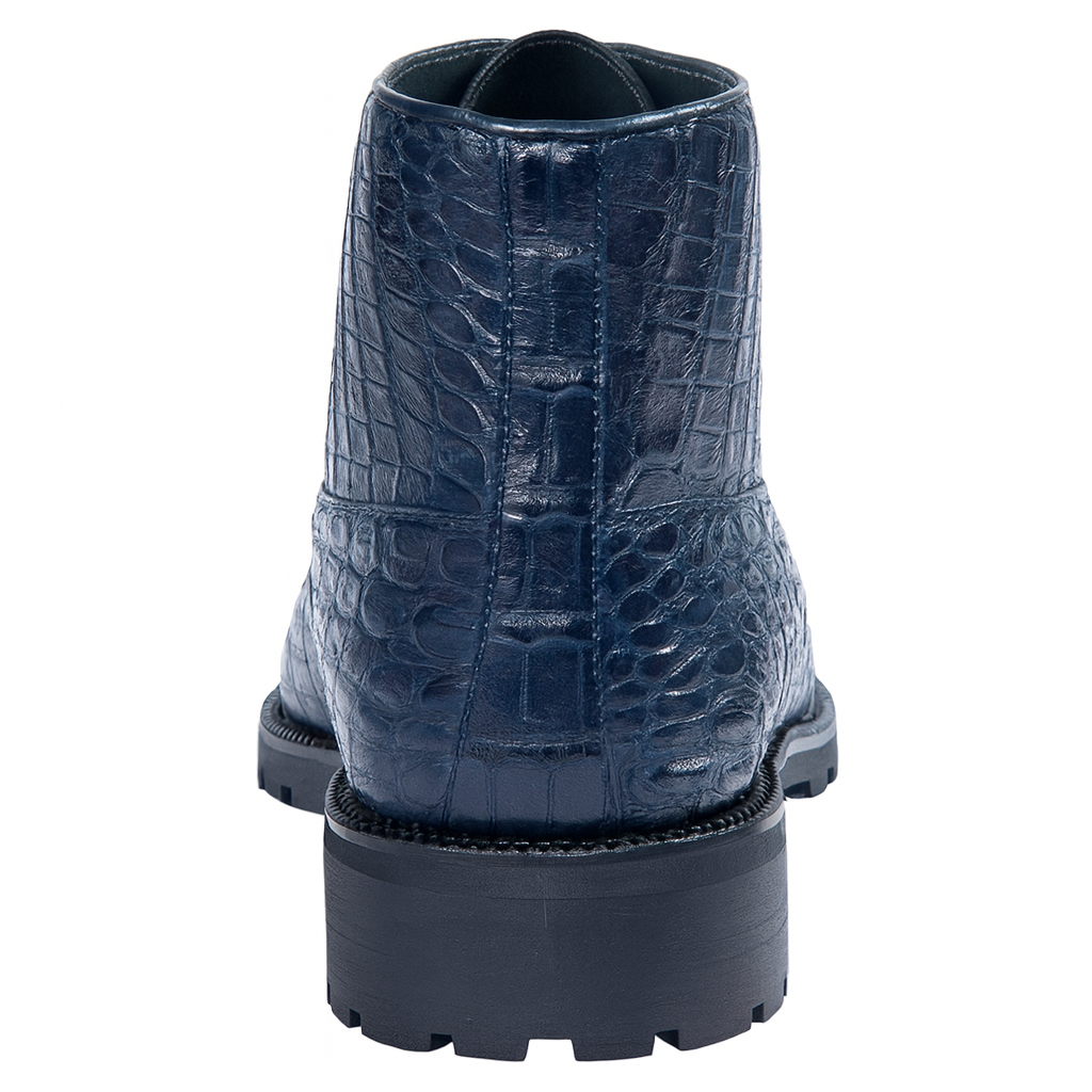 Navy Genuine Caiman Crocodile Belly Ankle Boot by Alligator Warehouse