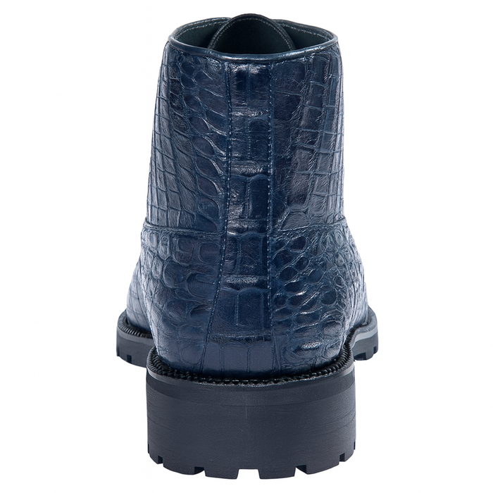 Navy Genuine Caiman Crocodile Belly Ankle Boot by Alligator Warehouse