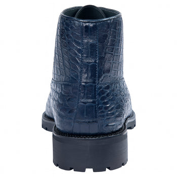 Navy Genuine Caiman Crocodile Belly Ankle Boot by Alligator Warehouse