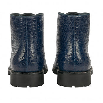 Navy Genuine Caiman Crocodile Belly Ankle Boot by Alligator Warehouse