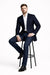 Men's Navy Blue Italian Style Blazer with Brass Buttons Classic Fit