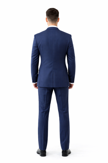 Navy Men's 2 Button Suit With Notch Collar Vest