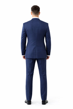 Navy Men's 2 Button Suit With Notch Collar Vest