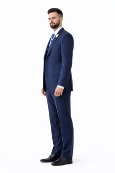 Navy Men's 2 Button Suit With Notch Collar Vest