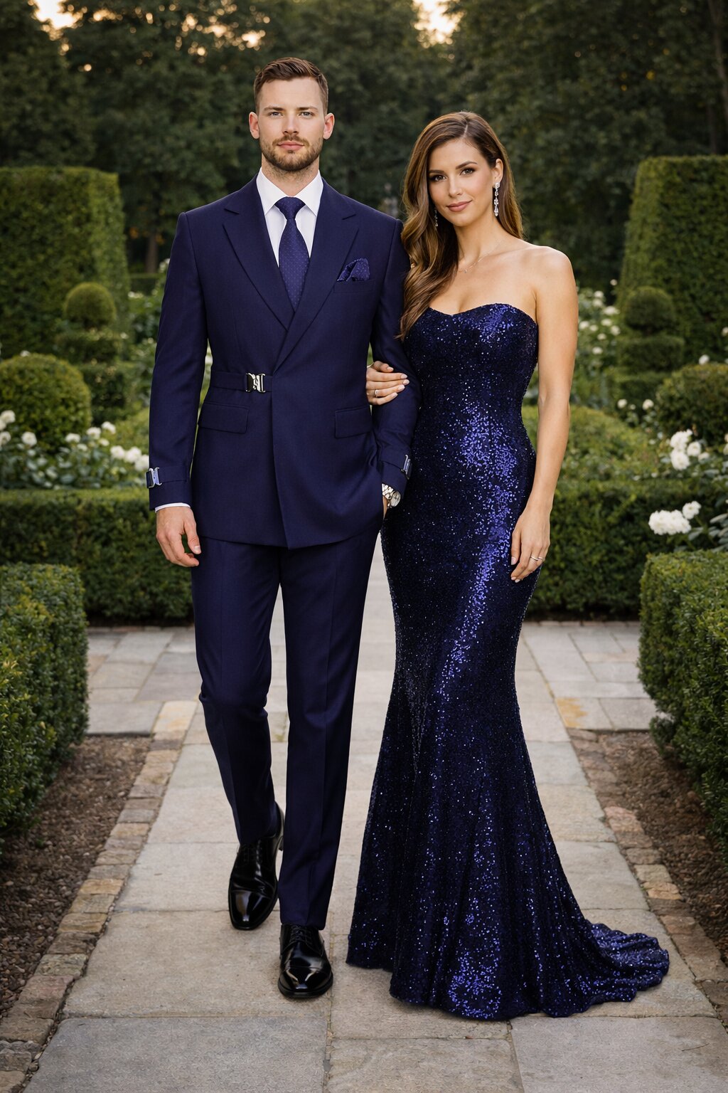 Men’s Navy Blue Double Breasted Wool Suit with Signature Buckle Closure Designer Tailored Fit Modern Fit