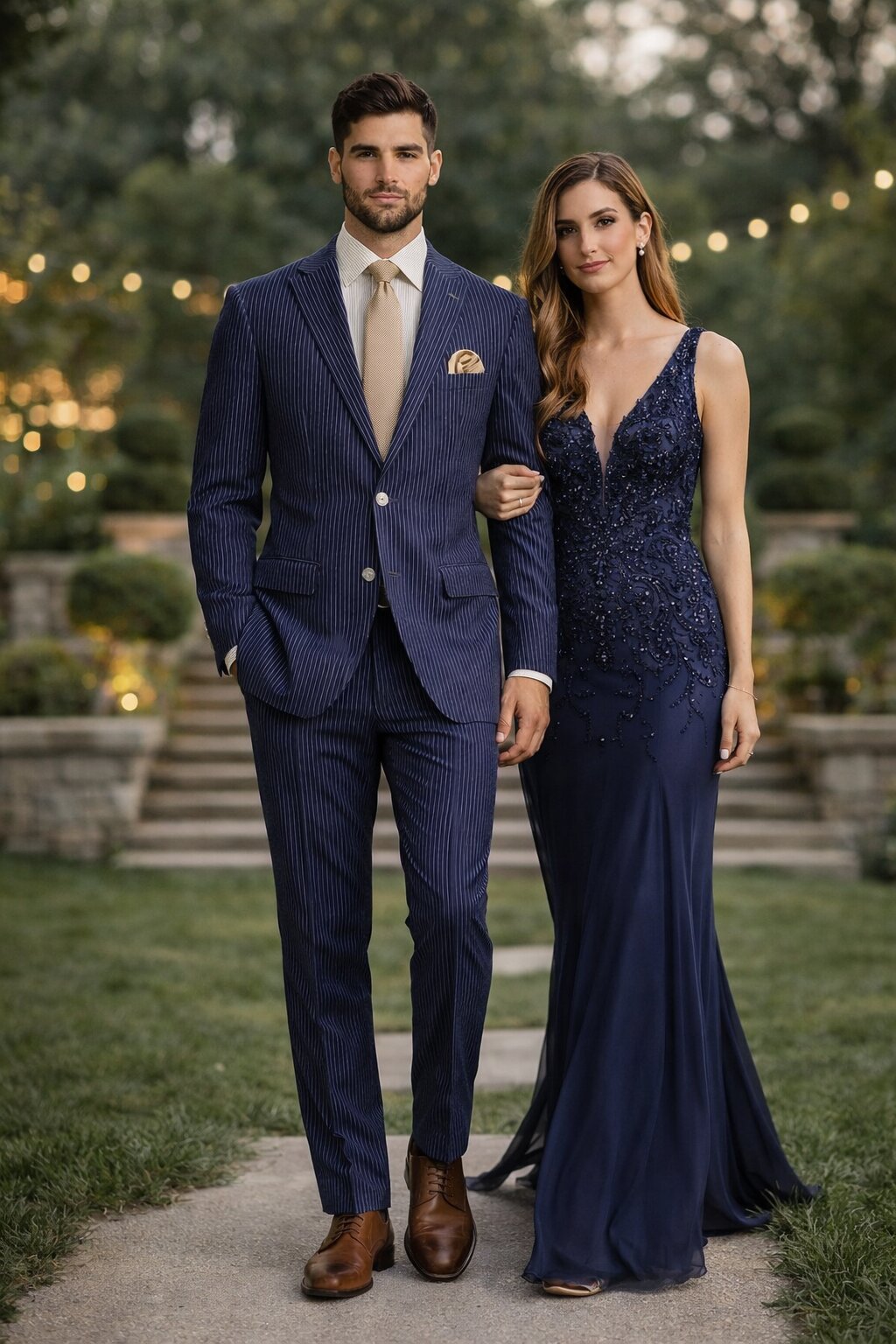 Modern Fit Summer 2 Piece 2 Button Suit Striped Seersucker in Navy