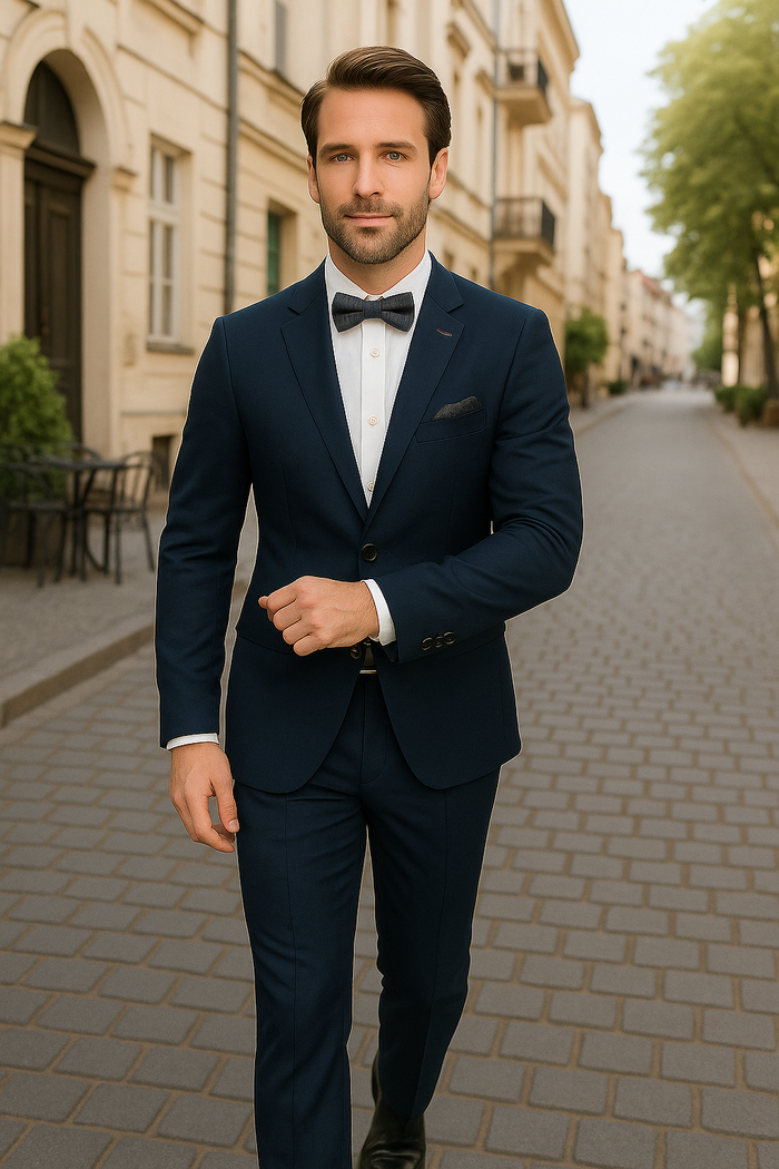 Wool Suit - Italian Made Business Suit by Statement Men's 2 Piece 100% Wool Modern Fit Suit - Subtle Texture