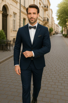 Wool Suit - Italian Made Business Suit by Statement Men's 2 Piece 100% Wool Modern Fit Suit - Subtle Texture