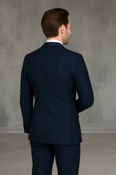 Wool Suit - Italian Made Business Suit by Statement Men's 2 Piece 100% Wool Modern Fit Suit - Subtle Texture