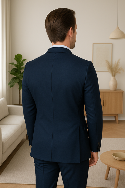 Wool Suit - Italian Made Business Suit by Statement Men's 2 Piece 100% Wool Modern Fit Suit - Subtle Windowpane