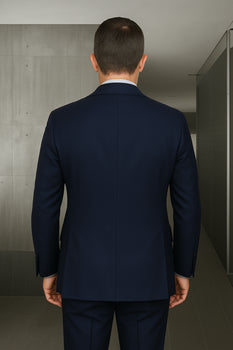 Wool Suit - Italian Made Business Suit by Statement Men's 3 Piece 100% Wool Fashion Suit - Herringbone Stripes