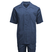 Mens Navy Linen Shirt and Pants Casual Outfit Set