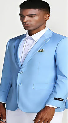 Light Blue Casual Blazer Two Button - Prom - Wedding