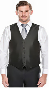 Men's Shark-Skin 5 Button Classic Fit Black Vest