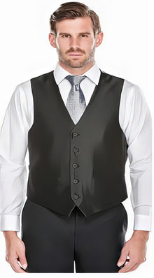 Men's Shark-Skin 5 Button Classic Fit Black Vest