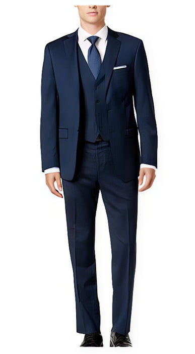 Brand: Caravelli Collezione Suit - Caravelli Suit - Caravelli Italy Caravelli Men'S 3-Piece Slim Fit 2-Button Midnight Blue Vested Dress Suit Set