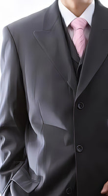 Men's Superior 150s Extra Fine Gray 3 pcs Vested Suits with Peak Lapel