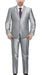 Renoir Suits - Renoir Fashion Verno Cavallo Men'S Silver Solid Pattern Slim Fit Polyester Suit