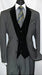 Black Suit Gray Vest Mens  Velvet Suit Two Button Grey Velour Vested Side Vents Tuxedo Black 2 toned Suit