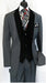 Men's  Two Button Black Velour Velvet Suit Vested Side Vents Tuxedo Black 2 toned Suit