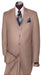 Men's 2 Button Tan ~ Beige Regular Basic Cut Flat Front Pants Three Piece Suit