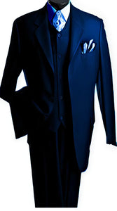Men's 3 Piece Premium Fine Drak Blue three piece suit