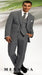Men's Gray 2 Button Vested 3 Piece three piece suit - Jacket + Pants + Vest