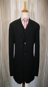Men's Black 3 Button Vested 3 Piece three piece suit - Jacket + Pants + Vest