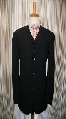 Men's Black 3 Button Vested 3 Piece three piece suit - Jacket + Pants + Vest
