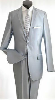 Men'S True Slim Suit In Popular Shark Skin Fabric Silver