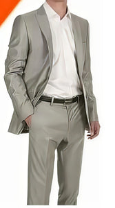 Men'S 2-Button Silver Fitted Cheap Priced Business Suits Clearance Sale