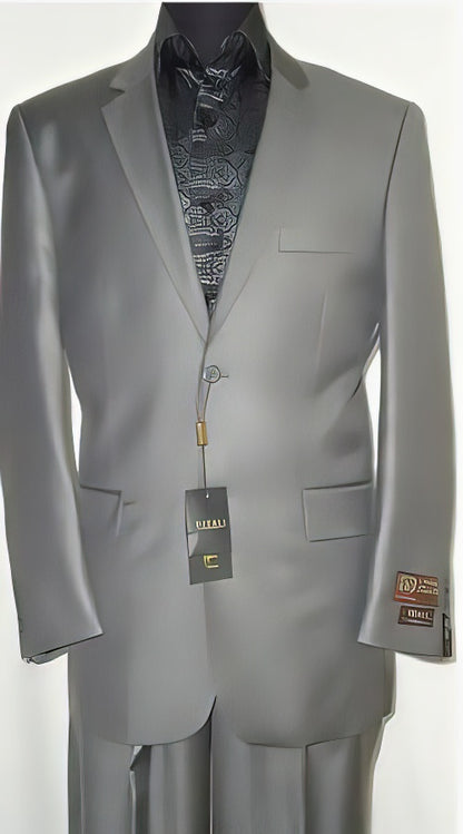 Men’s Silver Gray Shiny Sharkskin 2 Button Suit, Formal Wedding Business Dress Suit