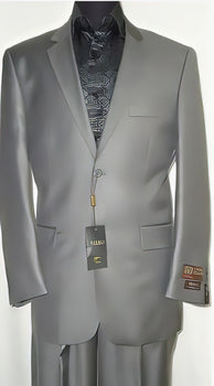 Men'S Designer 2-Button With Sheen Silver Gray Sharkskin Suit