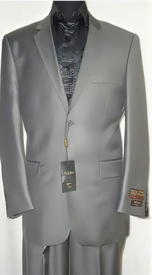 Men'S Designer 2-Button With Sheen Silver Gray Sharkskin Suit