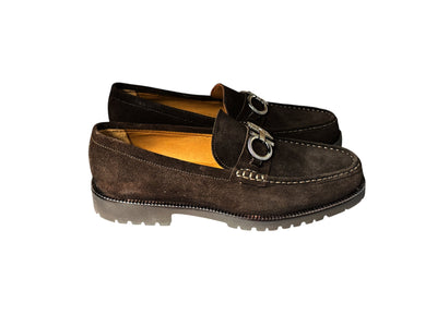P043 Newport- Brown Buckle Suede Loafer