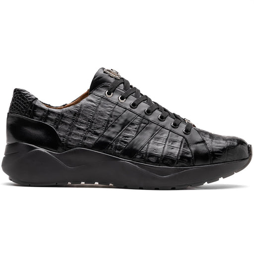 Marco Di Milano Nino Men's Black Sleek Genuine Caiman Crocodile Sneaker