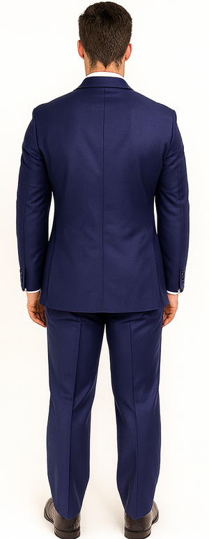 Vitali Brand Suits - Notch Lapel 2 Button Slim Fit Dress Sharkskin Textured Pattern Tapered Fit Suits for Men With Vent Royal Blue Online Discount Fashion Sale