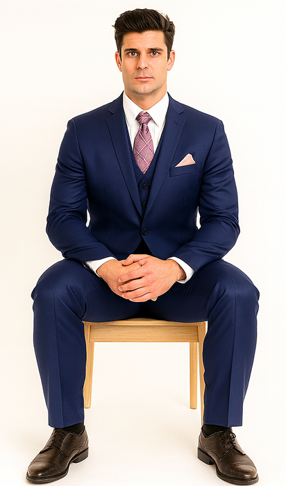 Notch Lapel 2 Button Slim Fit Dress Sharkskin Textured Pattern Tapered Fit Suits for Men With Vent Royal Blue Online Discount Fashion Sale