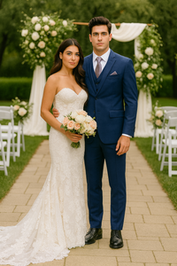 Vitali Brand Suits - Notch Lapel 2 Button Slim Fit Dress Sharkskin Textured Pattern Tapered Fit Suits for Men With Vent Royal Blue Online Discount Fashion Sale