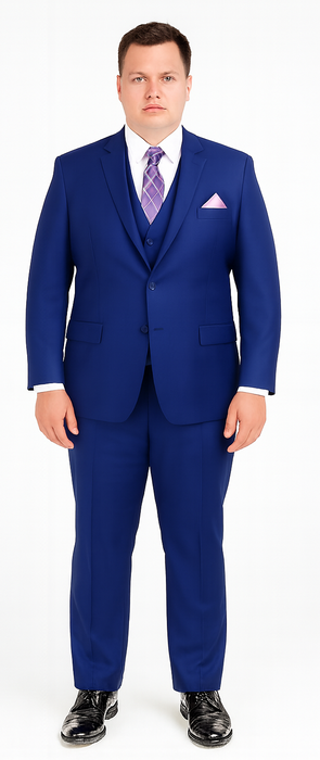 Vitali Brand Suits - Notch Lapel 2 Button Slim Fit Dress Sharkskin Textured Pattern Tapered Fit Suits for Men With Vent Royal Blue Online Discount Fashion Sale