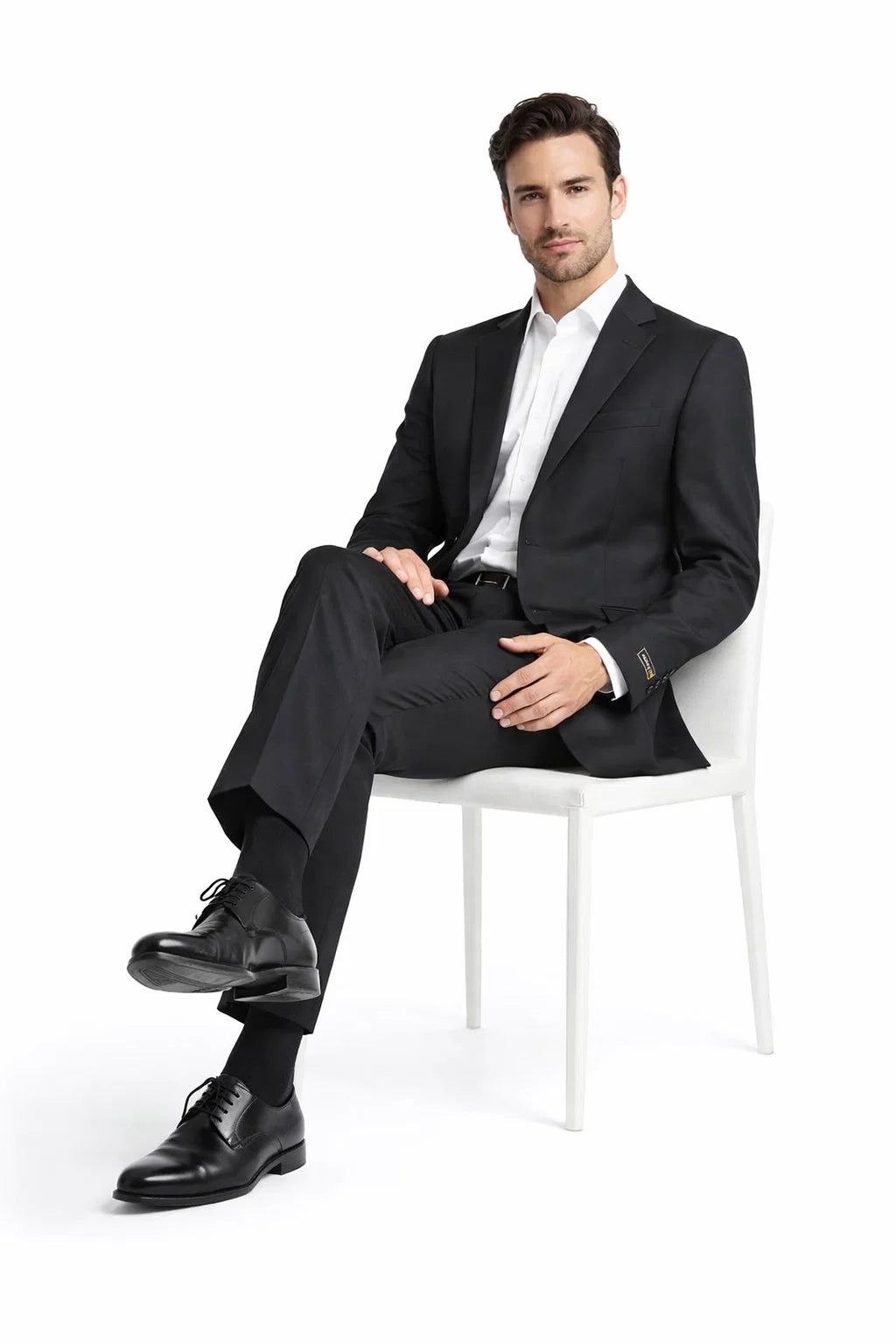 Novello Black, Modern Fit, Pure Wool Suit by Tiglio Luxe Modern Fit