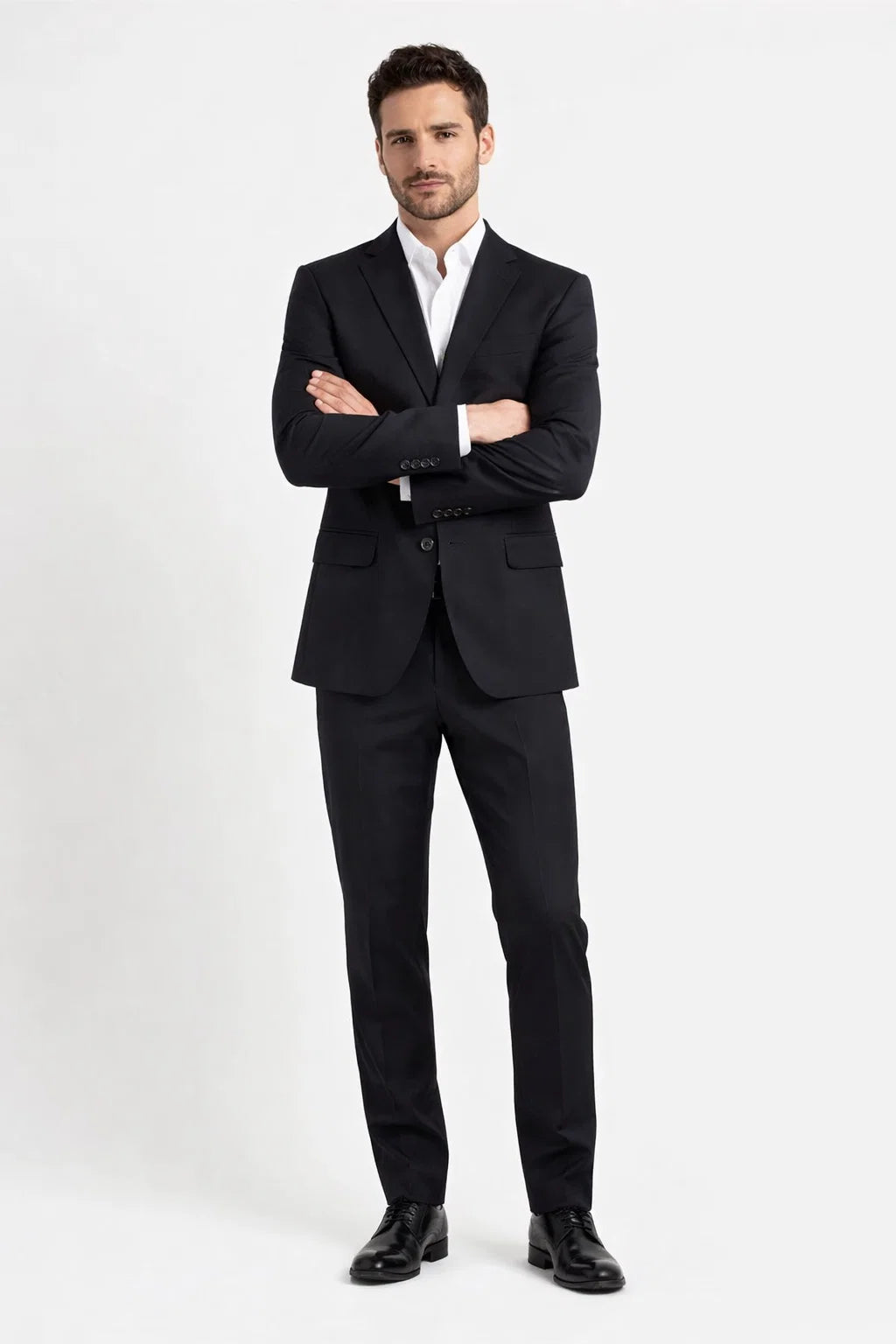 Novello Black, Modern Fit, Pure Wool Suit by Tiglio Luxe Modern Fit
