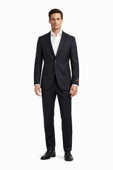Novello Black, Pure Wool Suit by Tiglio Luxe TIG1001 Modern Fit