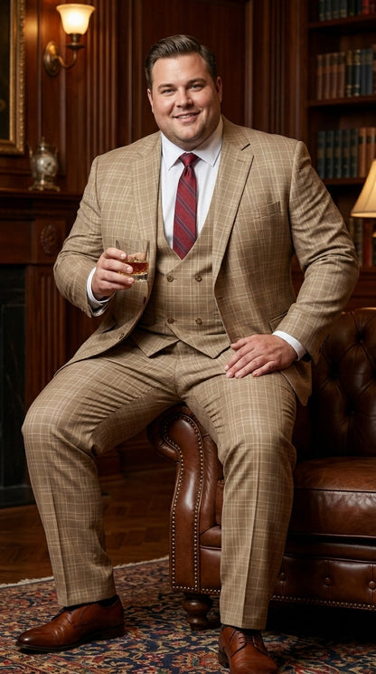 Men’s Renaissance Collection Camel 3 Piece Suit with Jacket, Vest and Pants, Formal Wedding Dress Suit