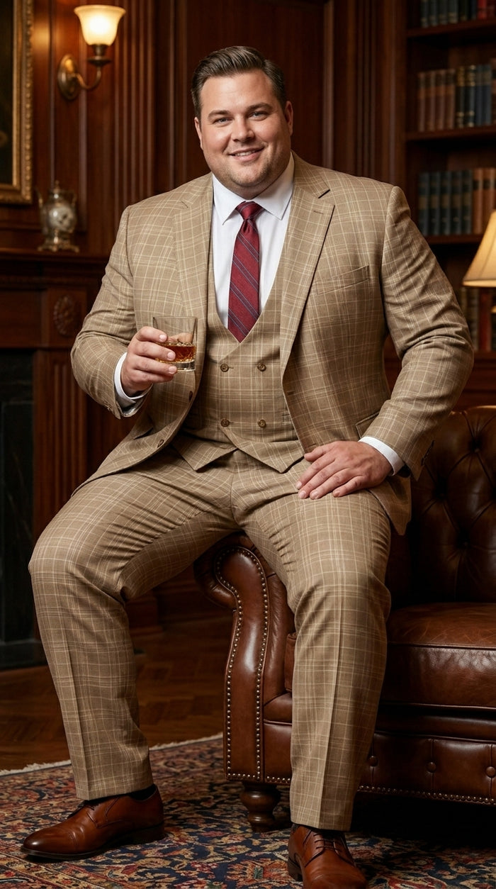 Men’s Renaissance Collection Camel 3 Piece Suit with Jacket, Vest and Pants, Formal Wedding Dress Suit Modern Fit